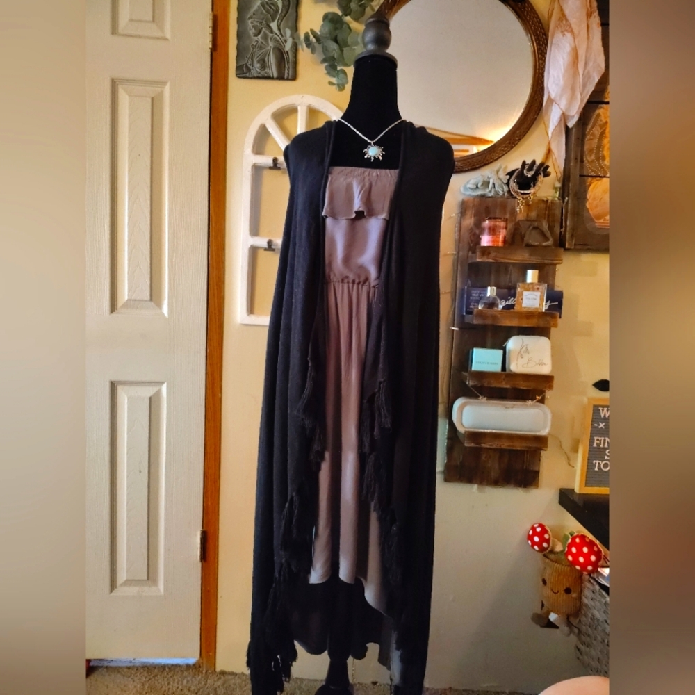 Floor Length Vest With Tassels